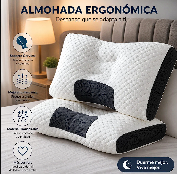 ALMOHADA ERGONÓMICA DE ESPUMA VISCOELÁSTICA (MEMORY FOAM)